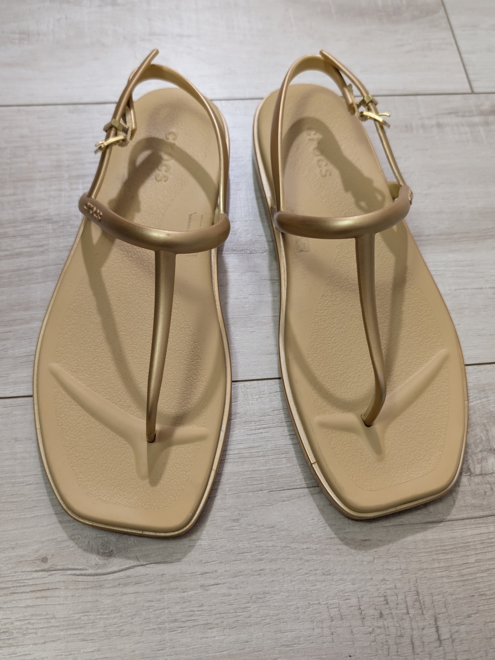 Crocs Metallica Gold Miami Thong Sandals